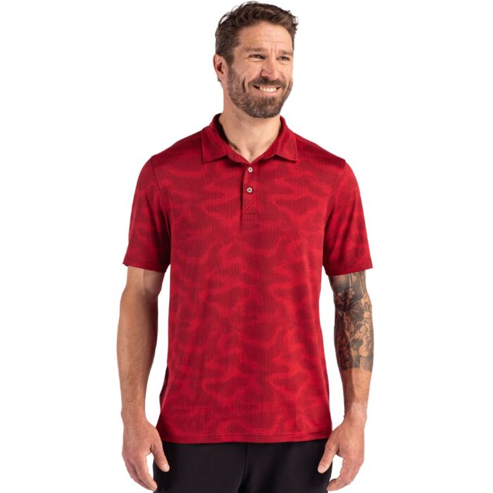 Cutter & Buck Coastline Recycled Double Peached Camo Print Mens Polo Thumbnail