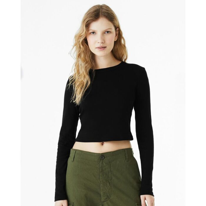 Women's Micro Rib Long Sleeve Baby Tee Thumbnail