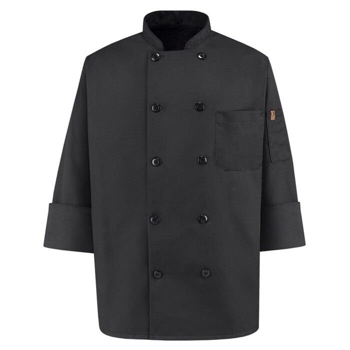 Ten Pearl Button Black Chef Coat Thumbnail