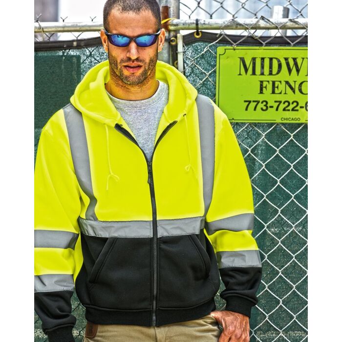 Unisex Hi-Vis Full-Zip Hooded Sweatshirt Thumbnail