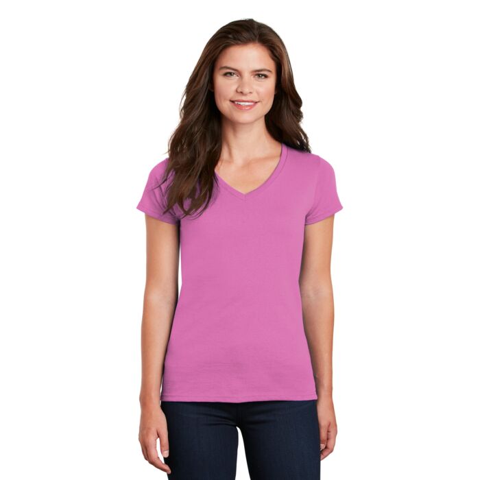 Women's Heavy Cotton 100% Cotton V Neck T Shirt Thumbnail