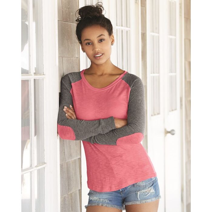 Women’s Preppy Patch Slub Long Sleeve T-Shirt Thumbnail
